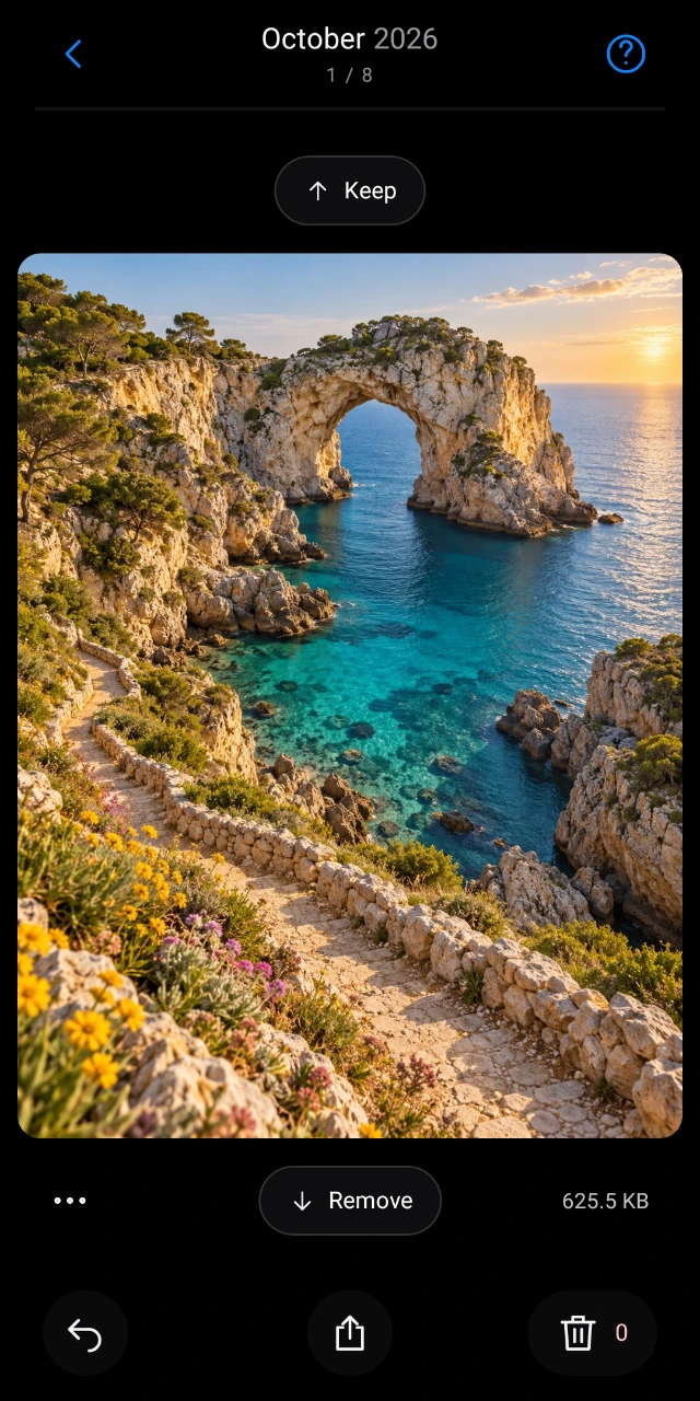 Photo Cleaner: swipe up to keep a photo and down to mark it for removal